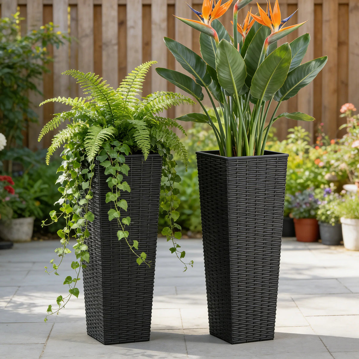 Tall Resin Plant Pots With Drainage Holes And Removable Inserts