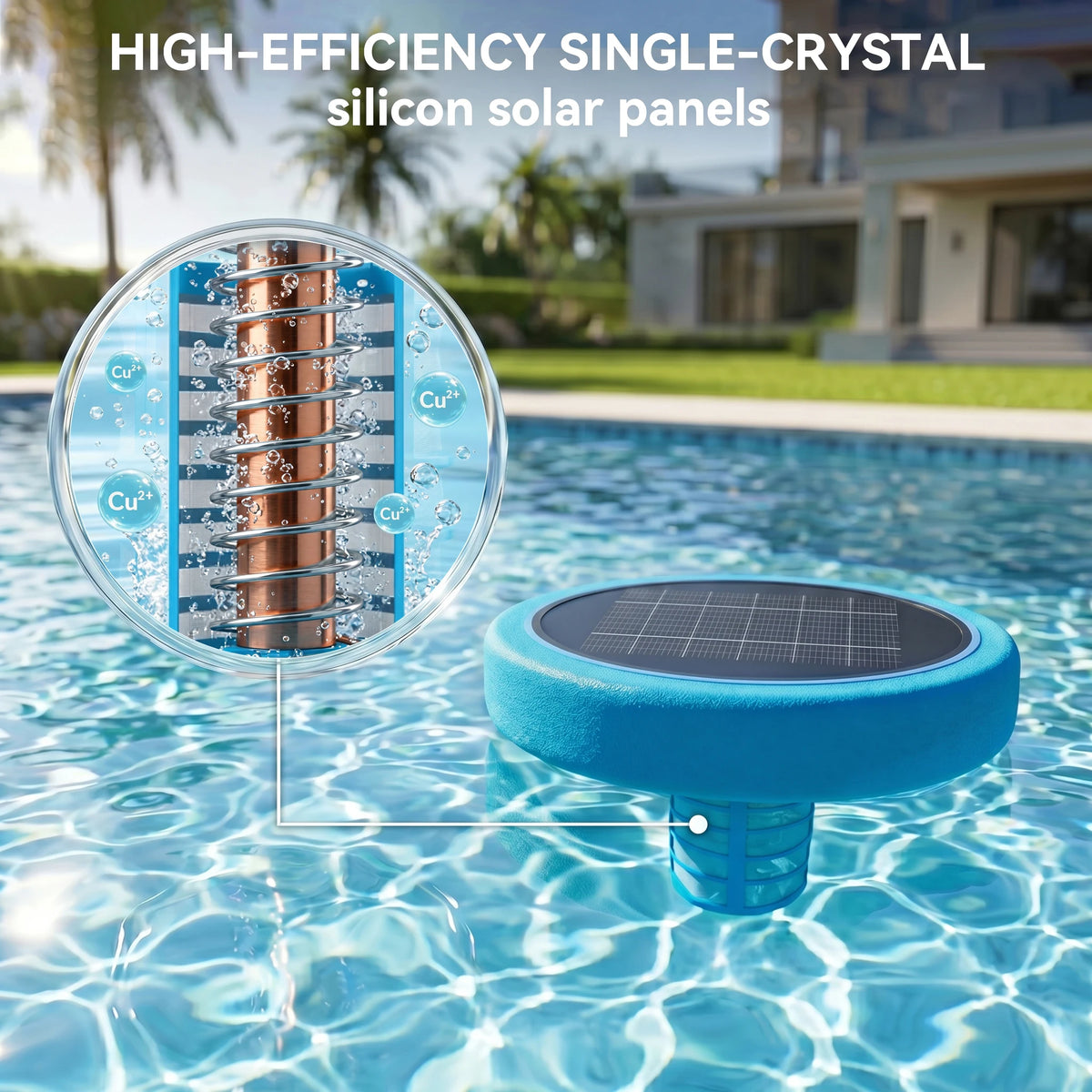 Solar Powered Floating Pool Ionizer With Copper Anode Purifier