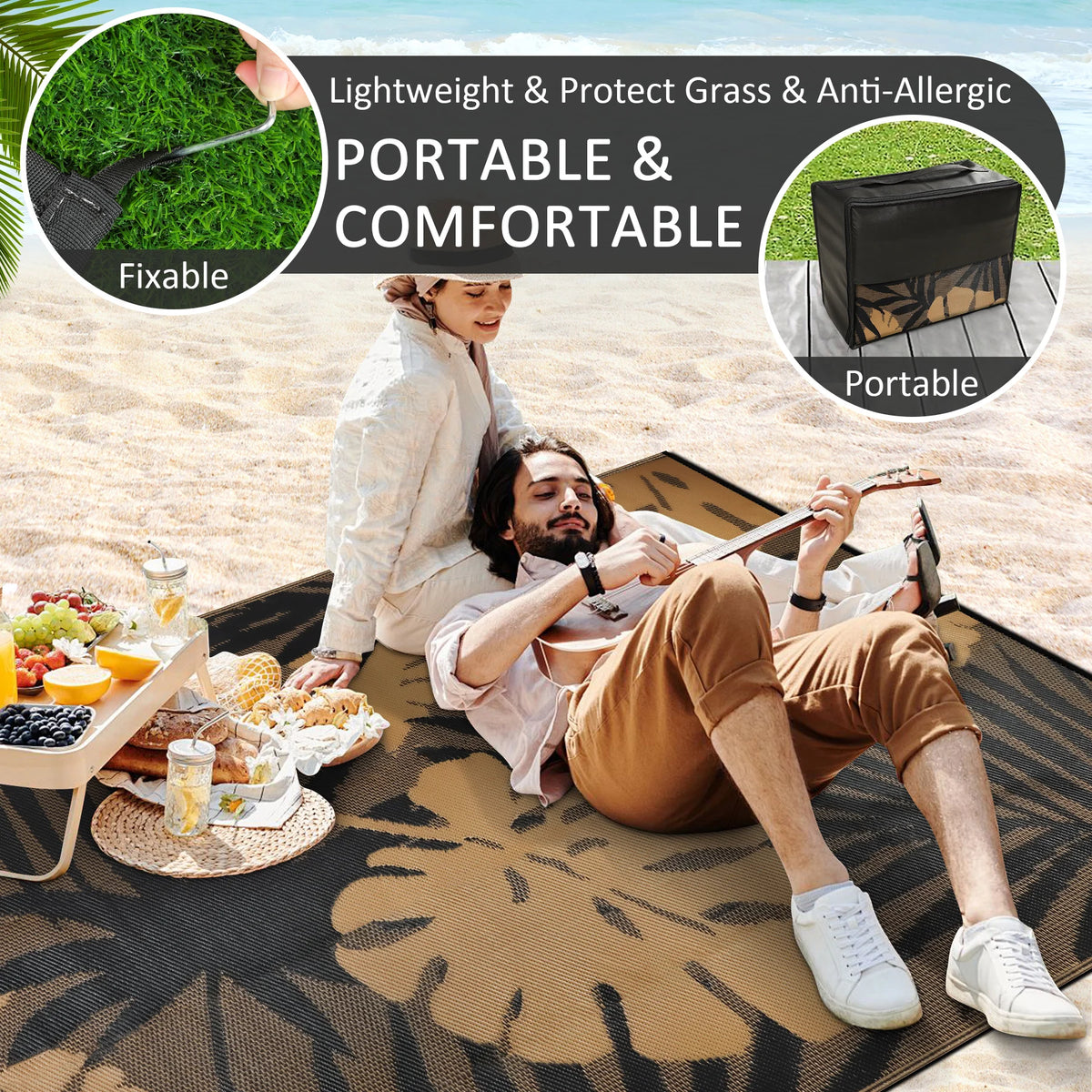Waterproof Recycled Plastic Straw Outdoor Indoor Area Rug