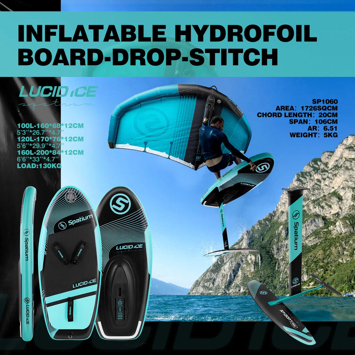 Inflatable Wing Foil Surfboard With Complete Hydrofoil Kit