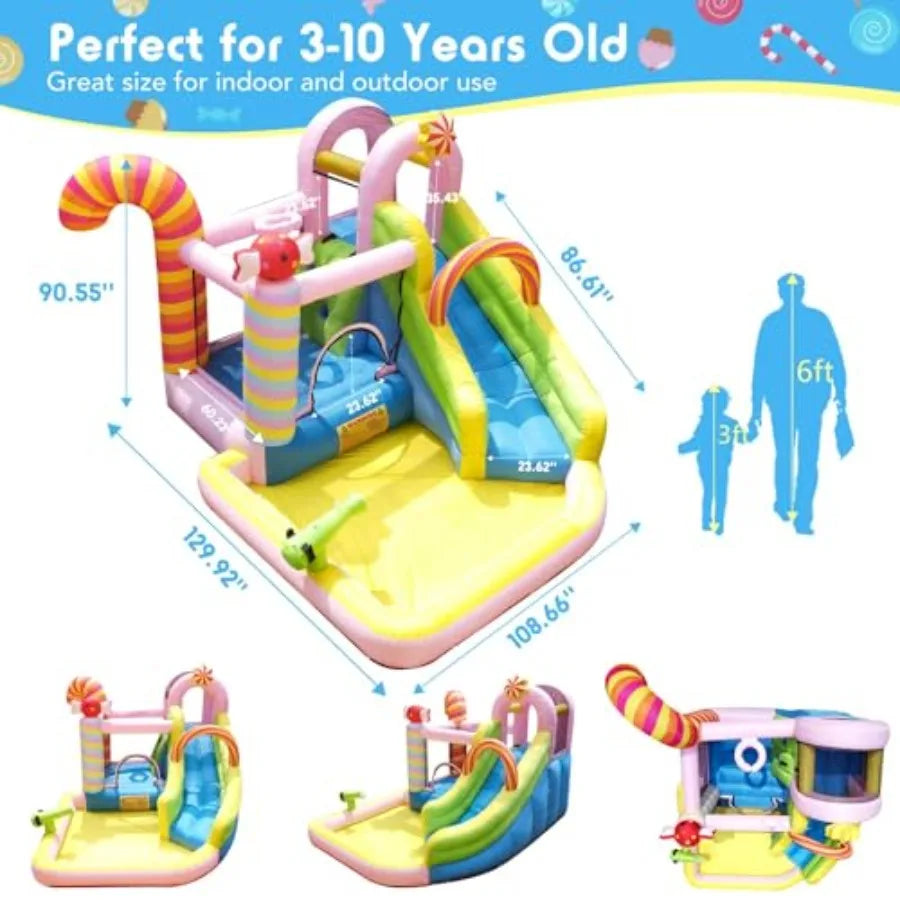 6 In 1 Water Slide Bounce House With Climbing Wall