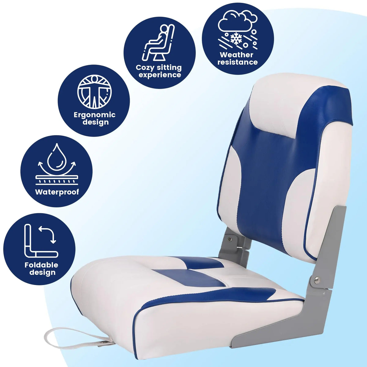 Fold Down Fishing Boat Seat With Thick Padding And Screws