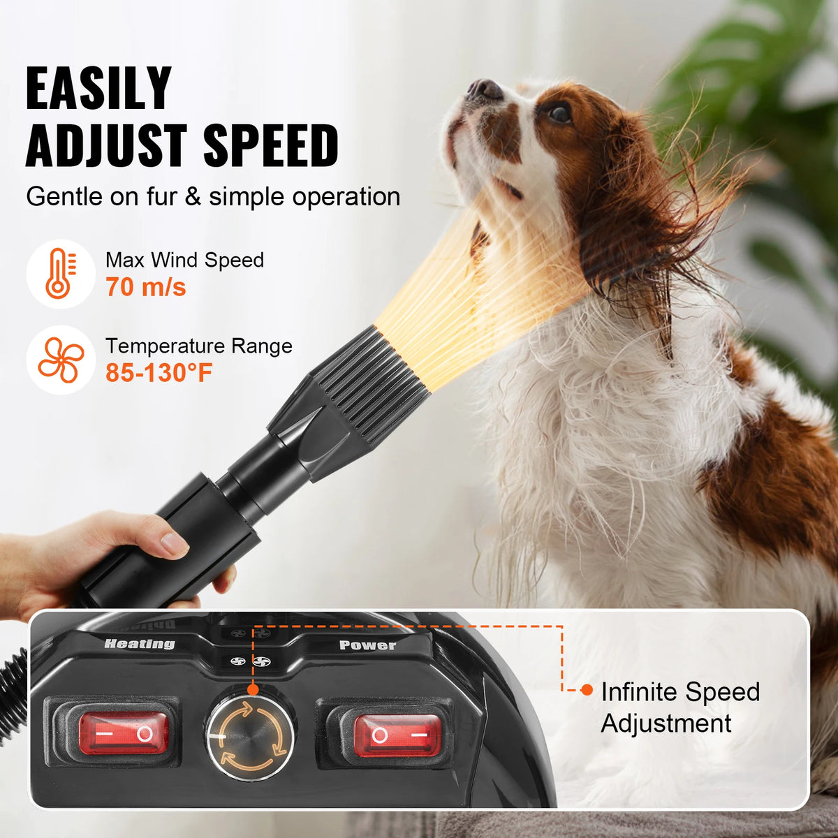 SucceBuy Powerful Dog Blow Dryer With Four Nozzles And Hose