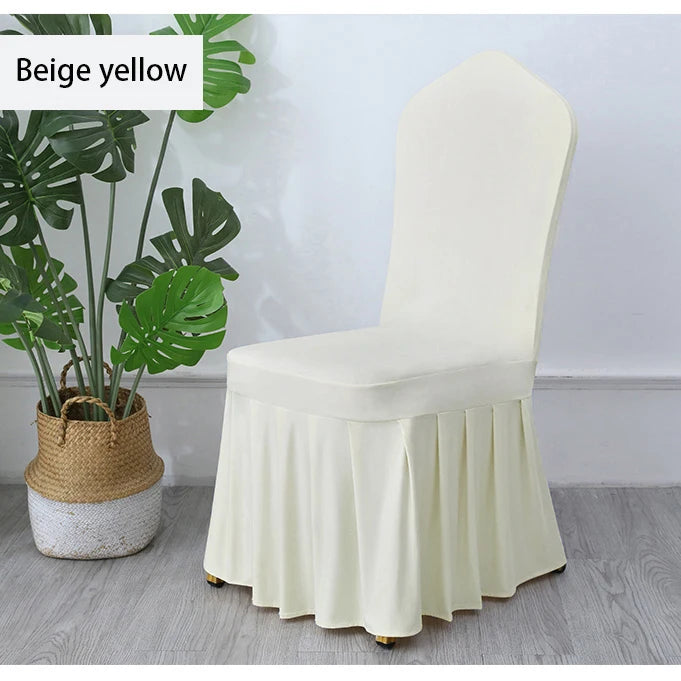 50/100pcs White Chair Cover Pleated skirt Spandex Seat Protector Covers for Hotel Banquet Party Events Wedding Decoration
