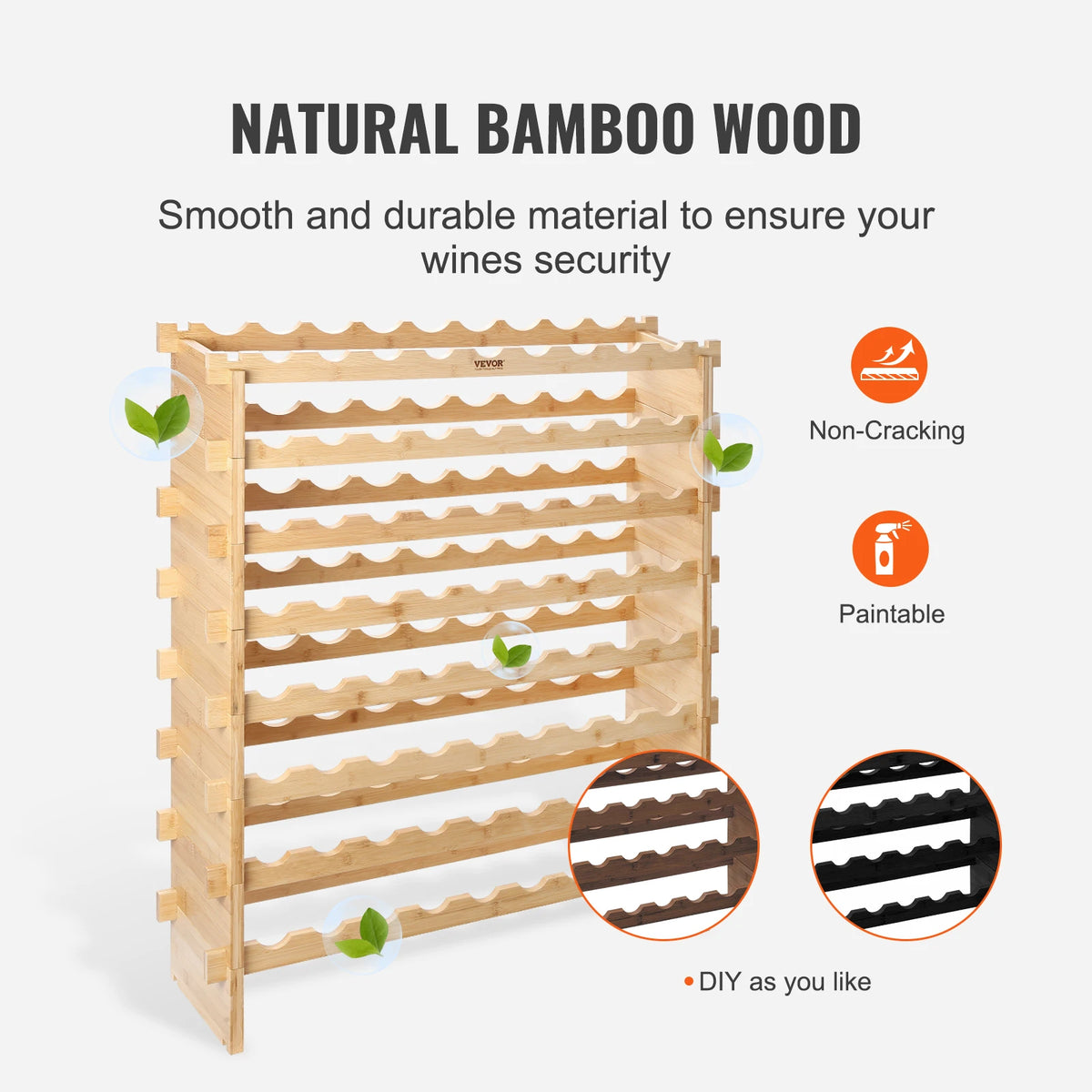 SucceBuy Stackable Modular Free Standing Bamboo Wine Rack