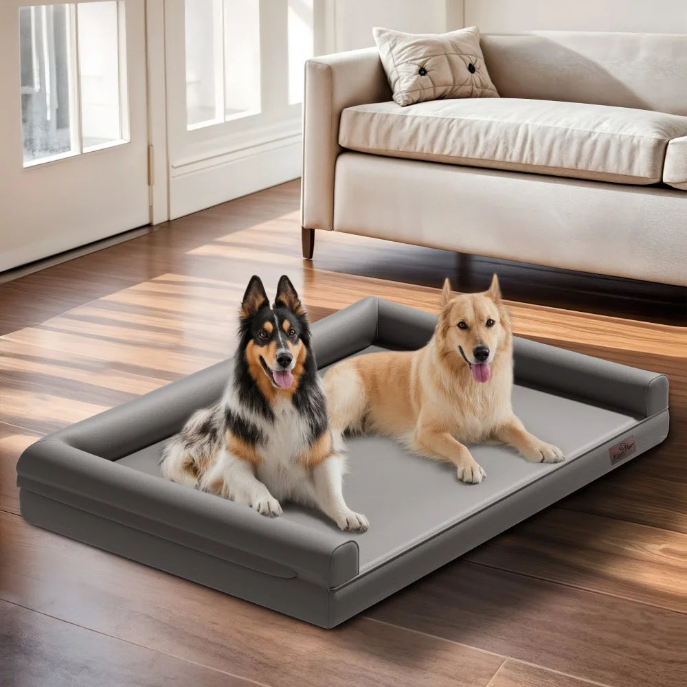 Borwart Orthopedic Dog Bed with Bolster and Removable Cover