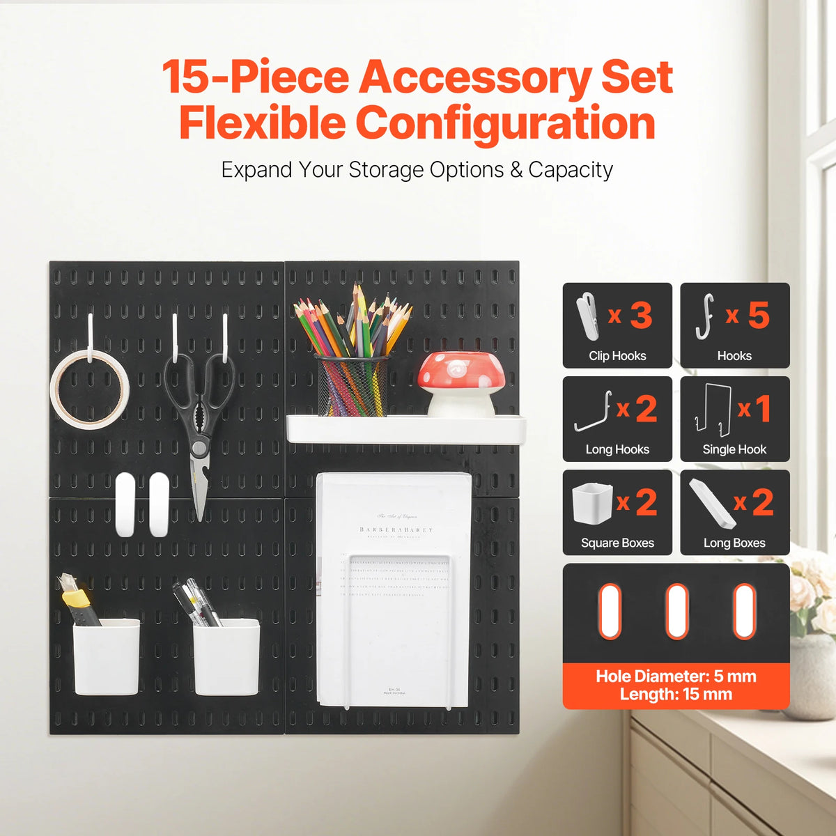 SucceBuy Plastic Pegboard Wall Panels Home Organization Storage Kit