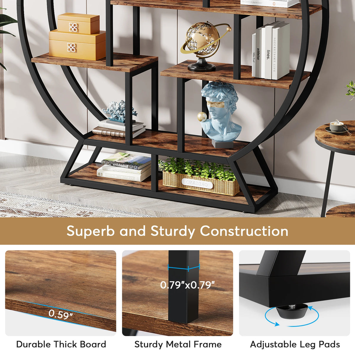 Tribesigns Industrial Bookshelf With Staggered Shelves For Modern Homes