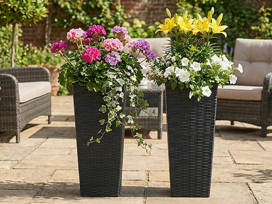 Tall Resin Plant Pots With Drainage Holes And Removable Inserts