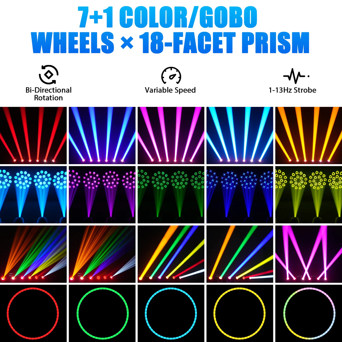 2PCS 150W RGB LED Moving Head Light Beam Effect Lighting DJ Disco Party Lights for Stage Concert Wedding Theater Live Show Club