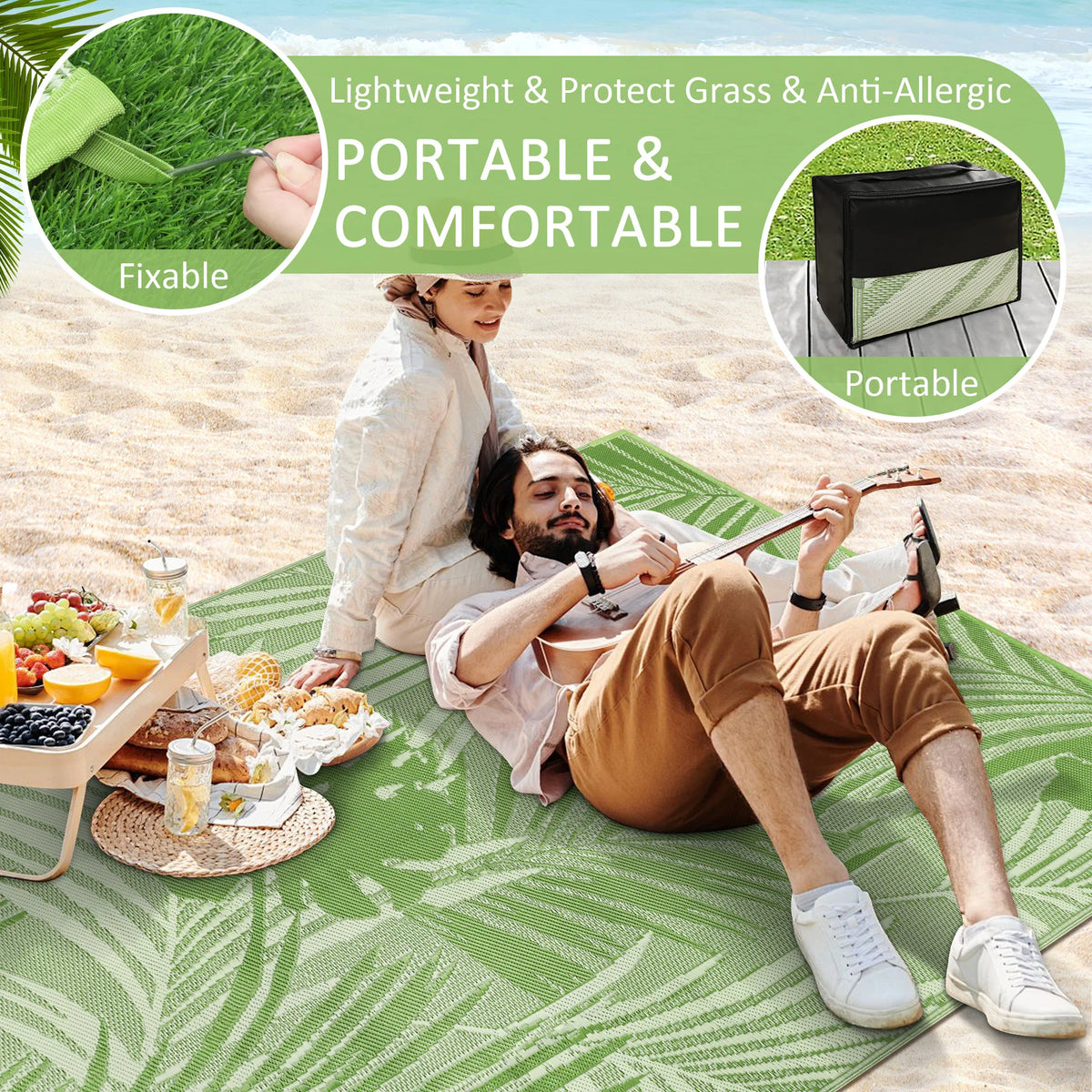 Waterproof Recycled Plastic Straw Outdoor Indoor Area Rug