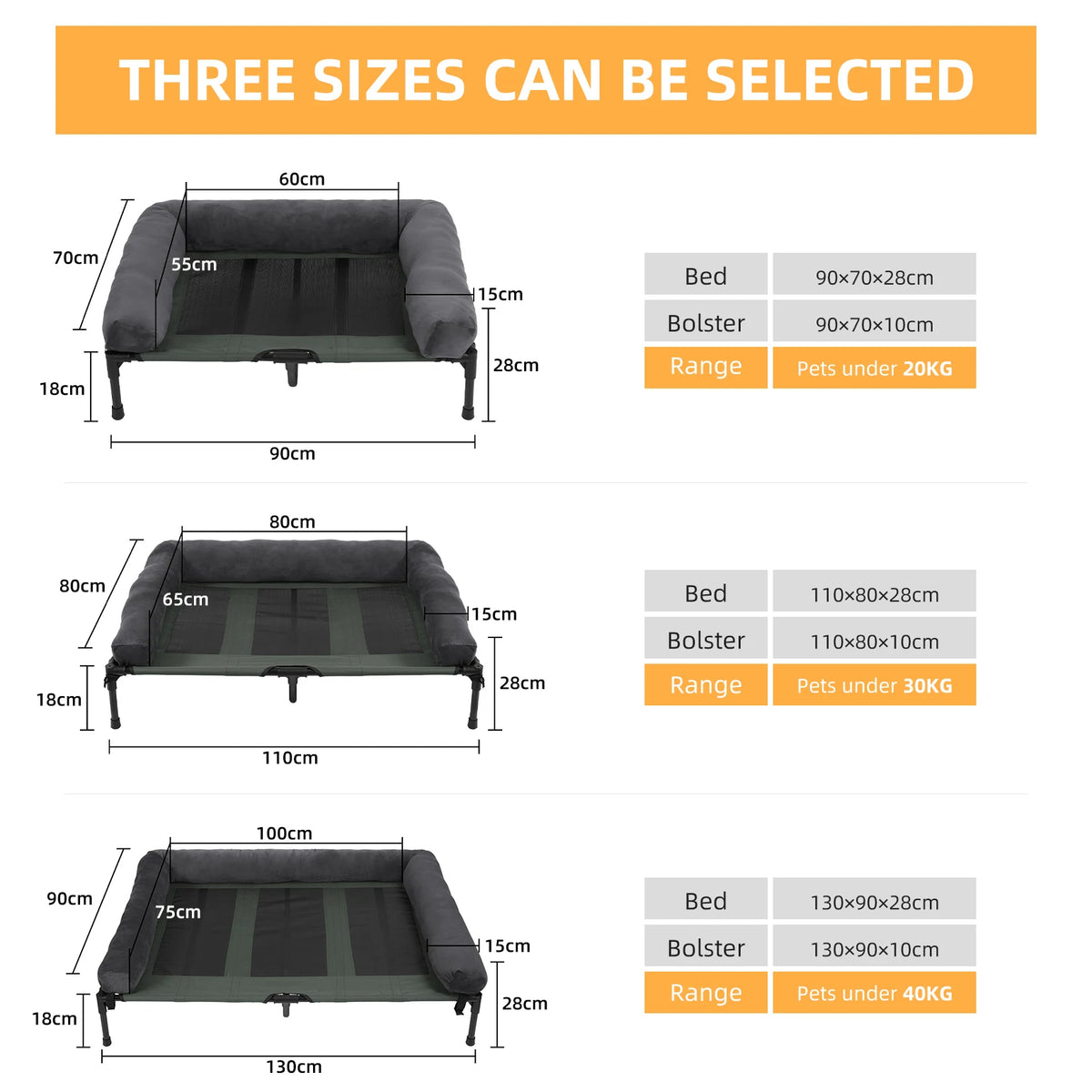 Bingopaw Breathable Mesh Elevated Dog Bed With Plush Bolster