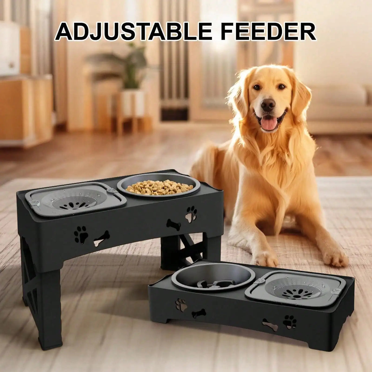 Sturdy Raised Dog Bowl Stand Adjustable Anti Slip For Pets