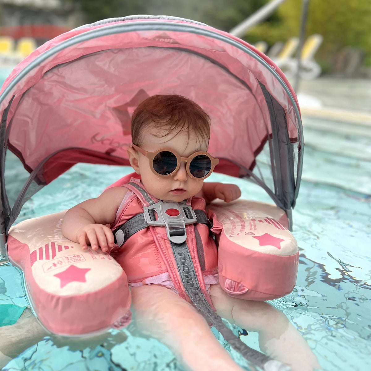 Heccei Airplane Baby Pool Float With Sun Canopy And Handle