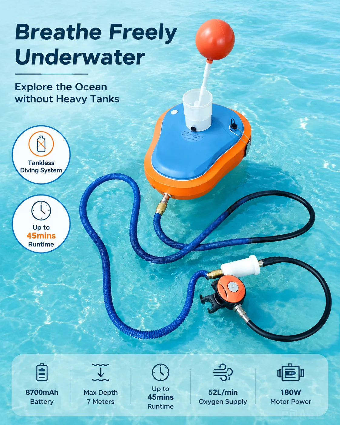 LieyuDive Portable Tankless Scuba Diving System Rechargeable Air Pump