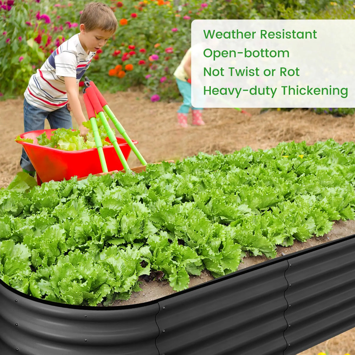 HiMISS Oval Galvanized Metal Raised Garden Bed Planter Box