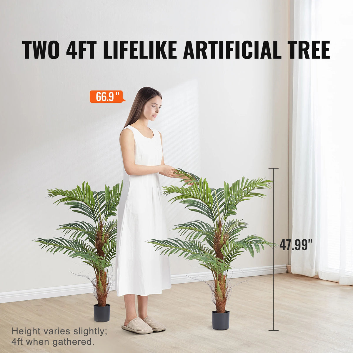 Elegant Artificial Palm Tree With Stable Base And Faux Greenery