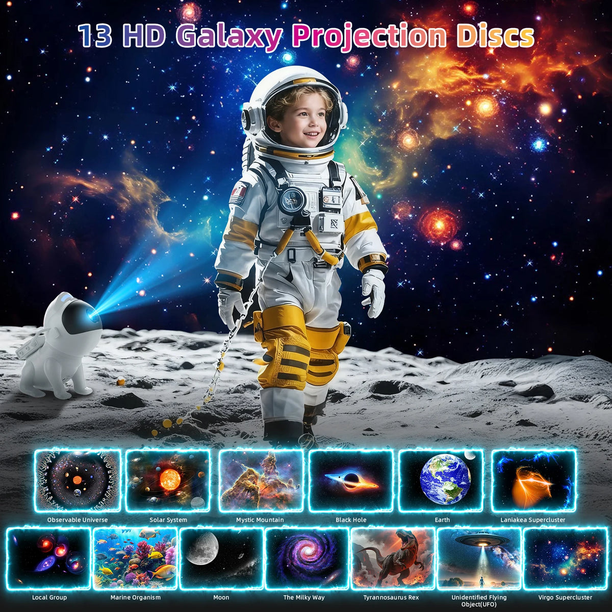 Ausyle Star Projector Space Dog Galaxy Night Light Bedroom Decor