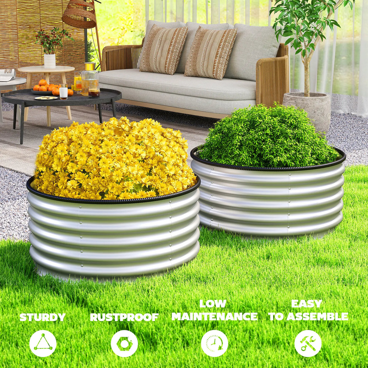 Rust Resistant Galvanized Steel Raised Garden Planter