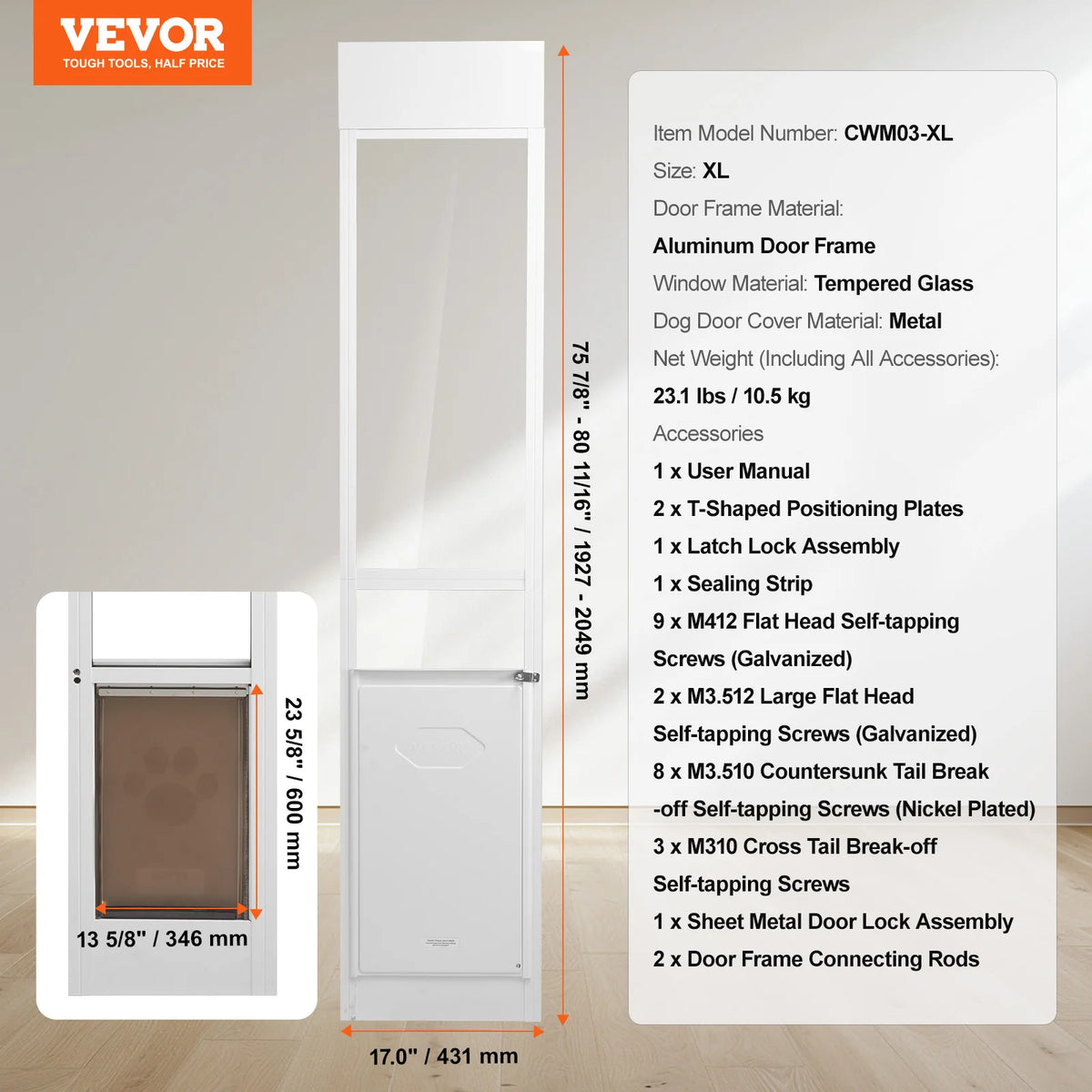 Succebuy Premium Adjustable Dog Door For Sliding Glass