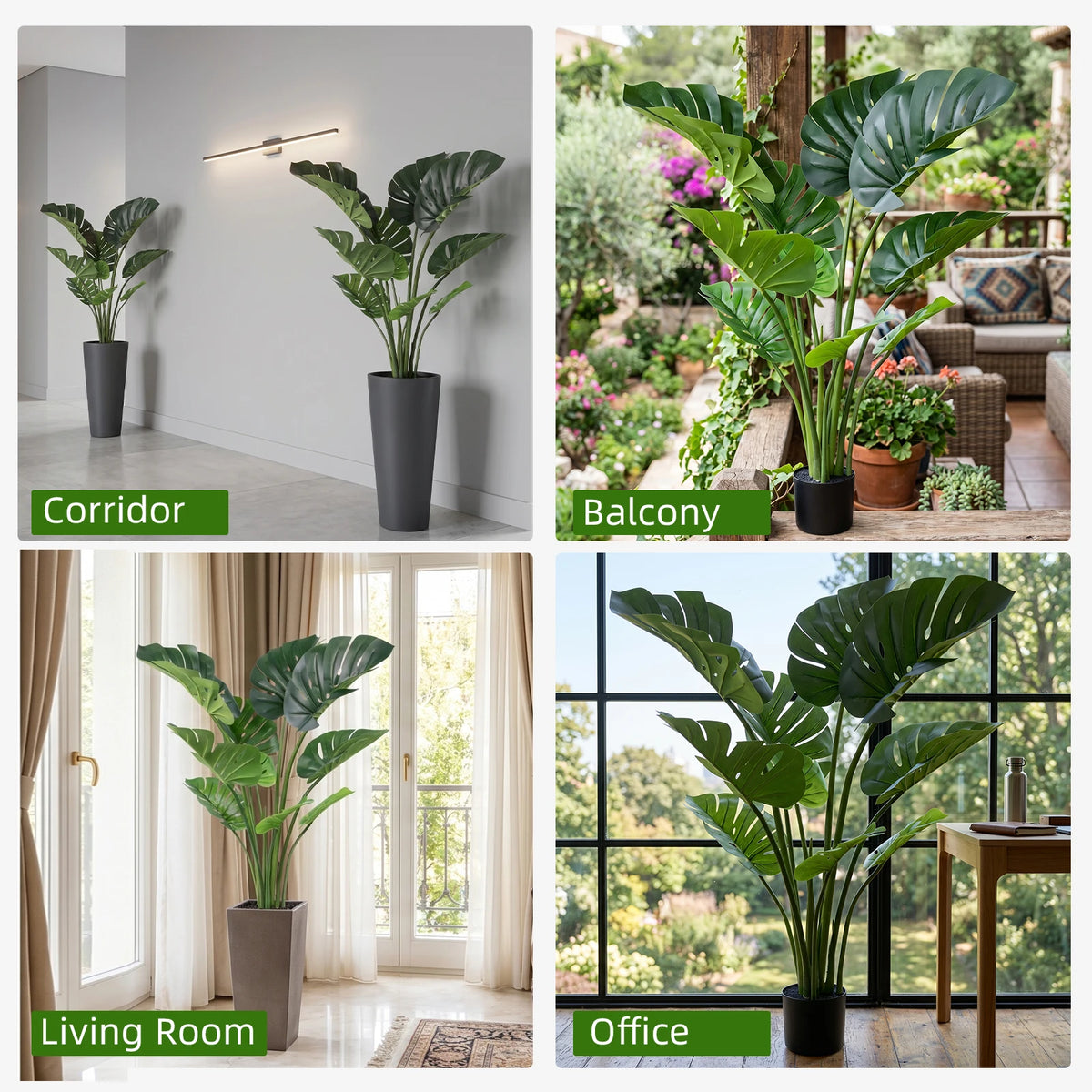 Artificial Monstera Deliciosa Faux Tropical Palm Tree for Home Decor