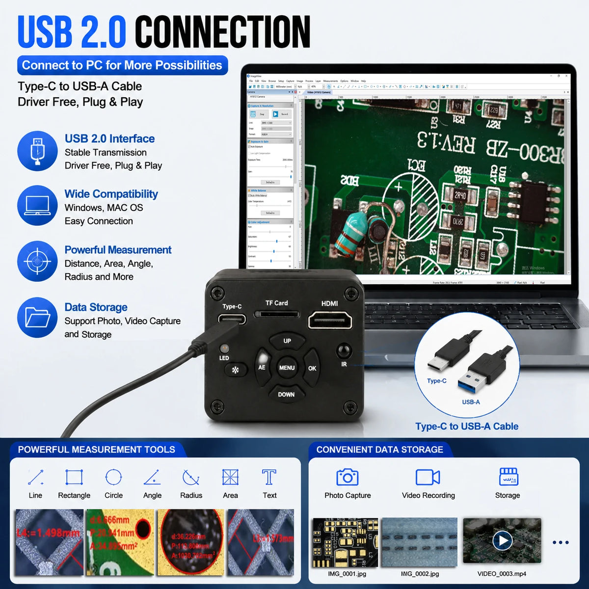 KuaiQu Pro 4K Digital Microscope 150X For PCB Repair