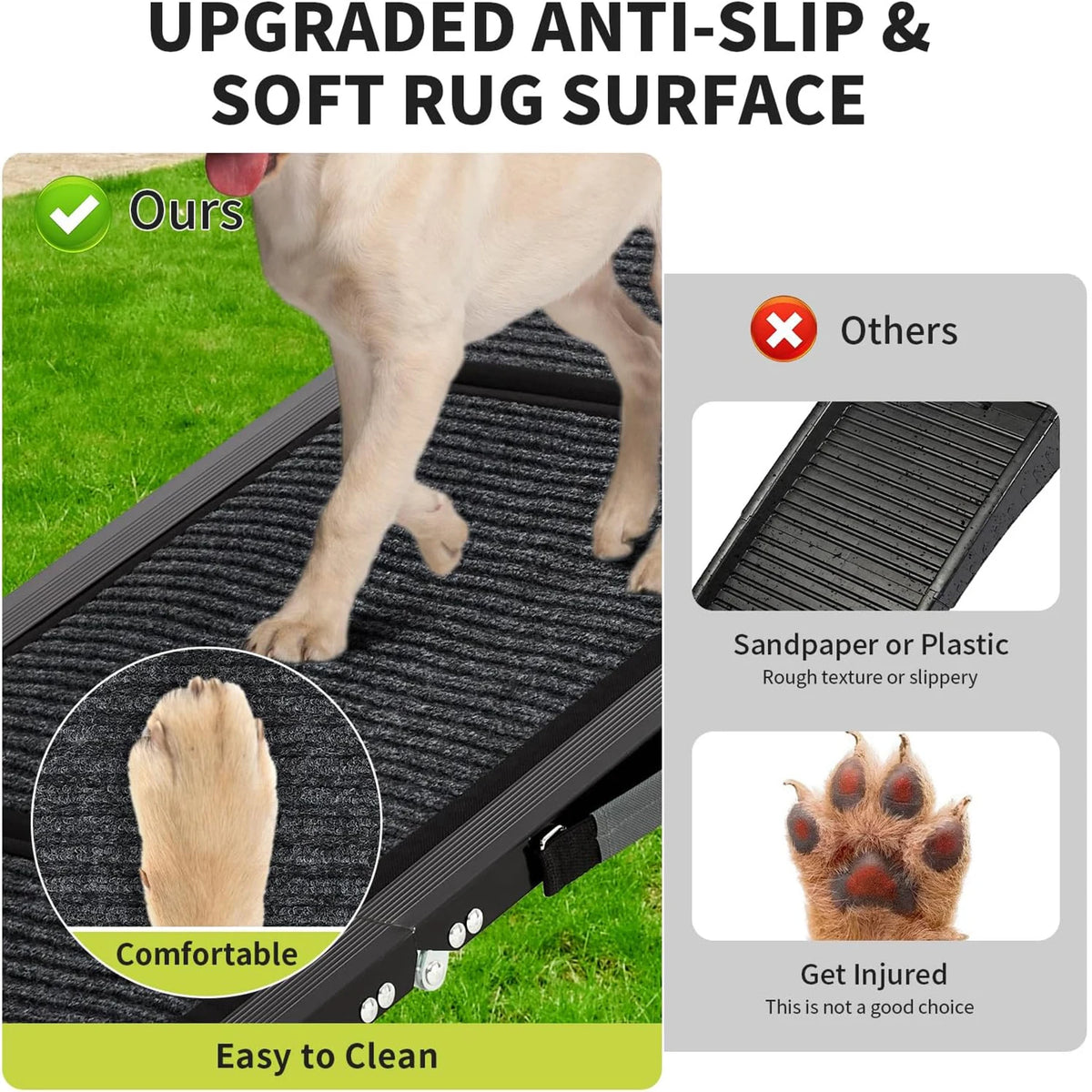 HiMISS Upgraded Foldable Dog Car Ramp For Large Pets 250lbs