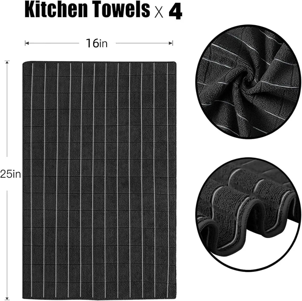 Premium Lint Free Kitchen Towels Ultra Soft Absorbent For Home 4Pack