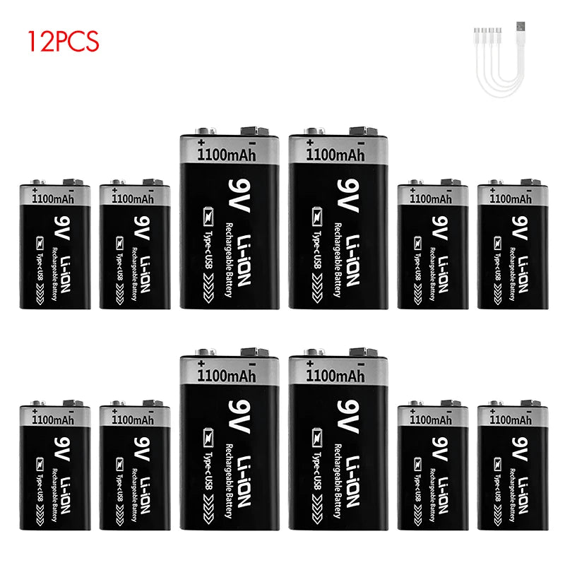 Kuugro 9V Rechargeable Battery 1100mAh Type C For RC Toys