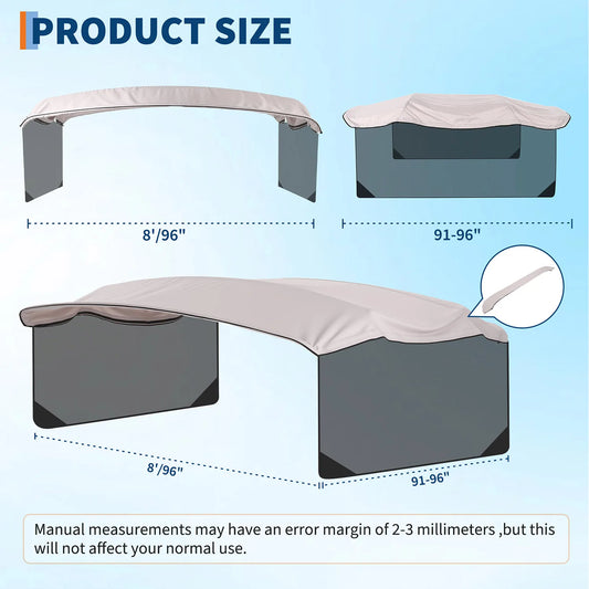 HiMISS 600D Marine Grade Replacement Canvas 4 Bow Bimini Top