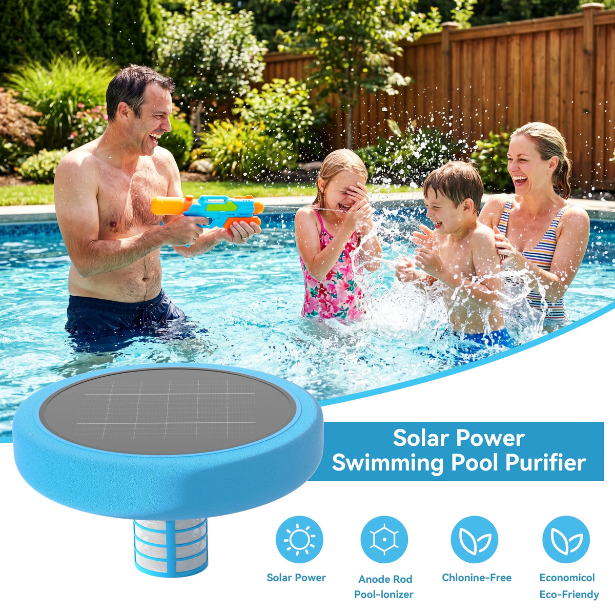 Solar Powered Floating Pool Ionizer With Copper Anode Purifier