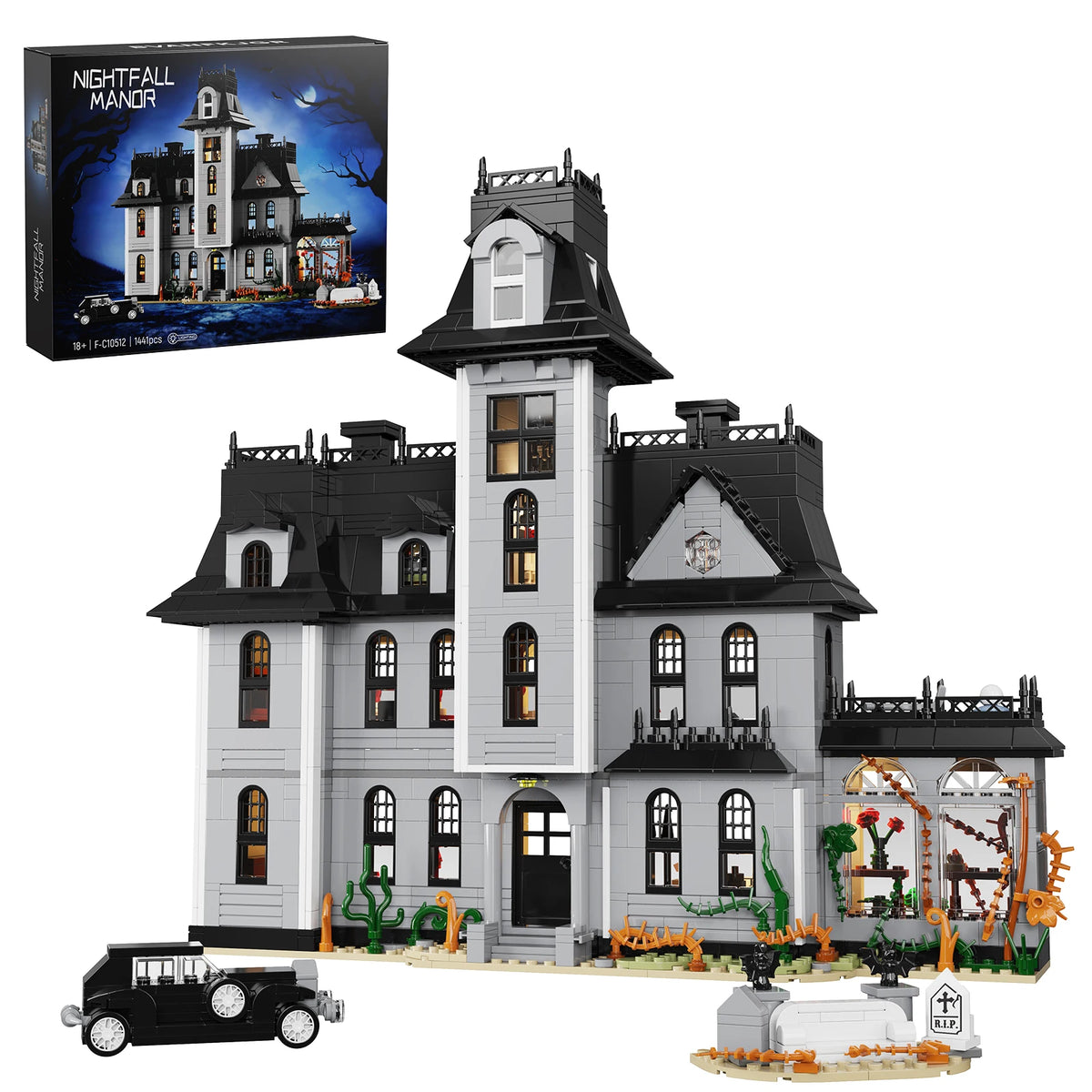 Nightfall Manor Gothic Building Blocks Architecture Desktop Ornament