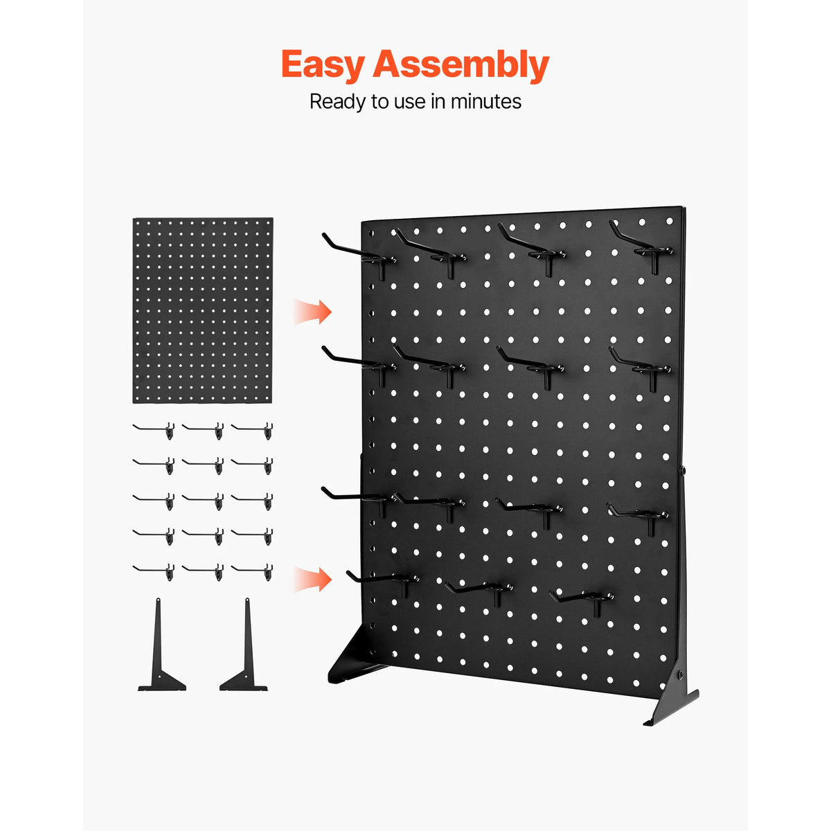 SucceBuy 1/2Sets Pegboard Display Stand 17x13in Tabletop Steel Peg Board Panel with 15 Hooks for Grocery Retail Jewelry Store