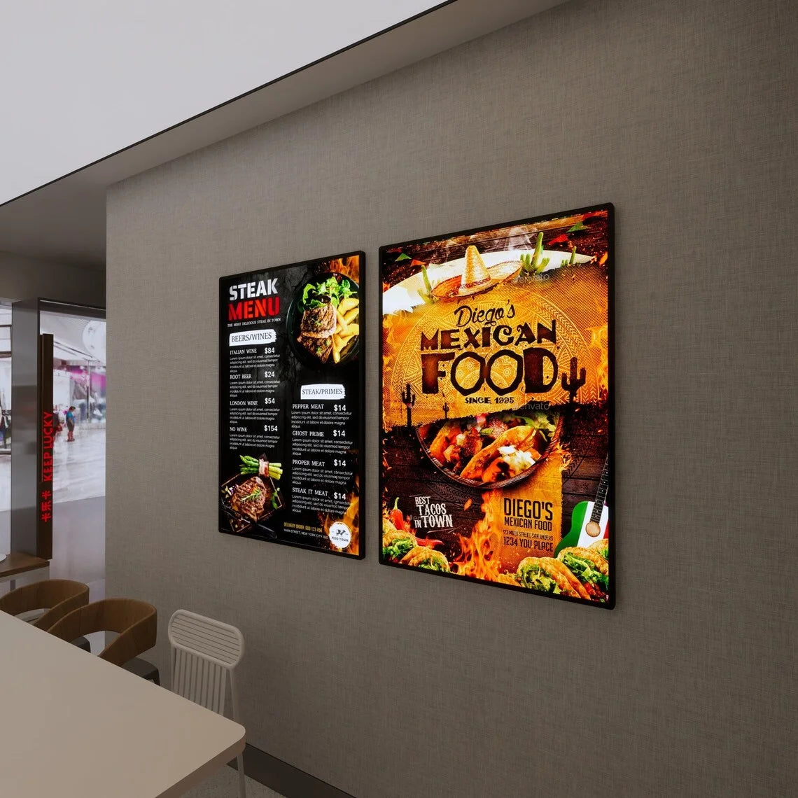Ultra Thin Aluminum Led Advertising Light Box Wall Mount