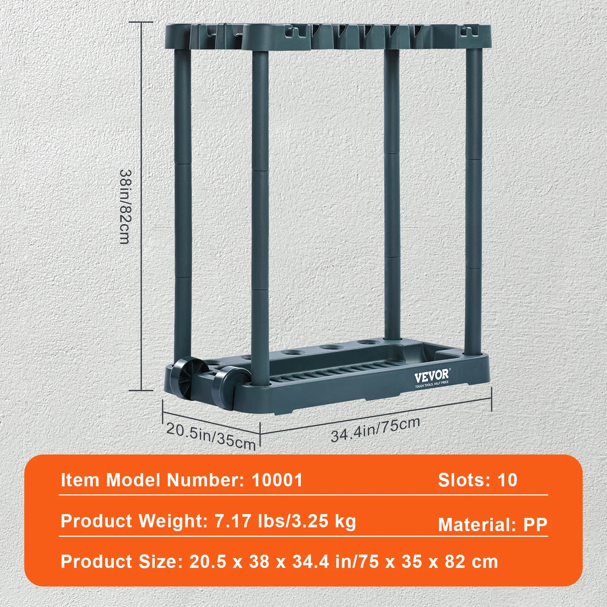 SucceBuy Premium 10 Slots Garden Tool Rack For Home Storage