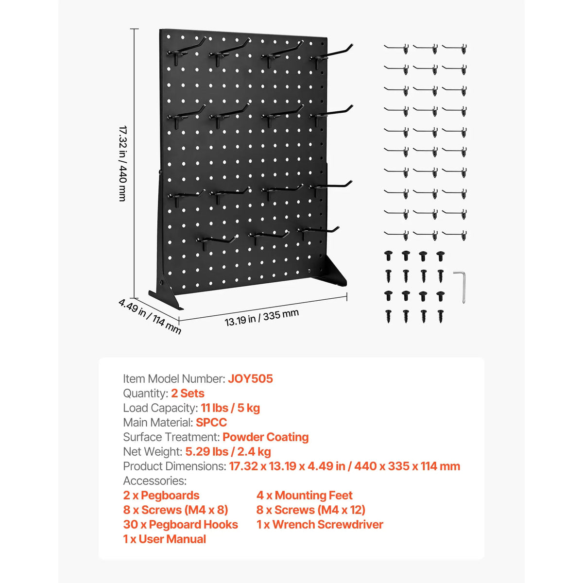 SucceBuy 1/2Sets Pegboard Display Stand 17x13in Tabletop Steel Peg Board Panel with 15 Hooks for Grocery Retail Jewelry Store