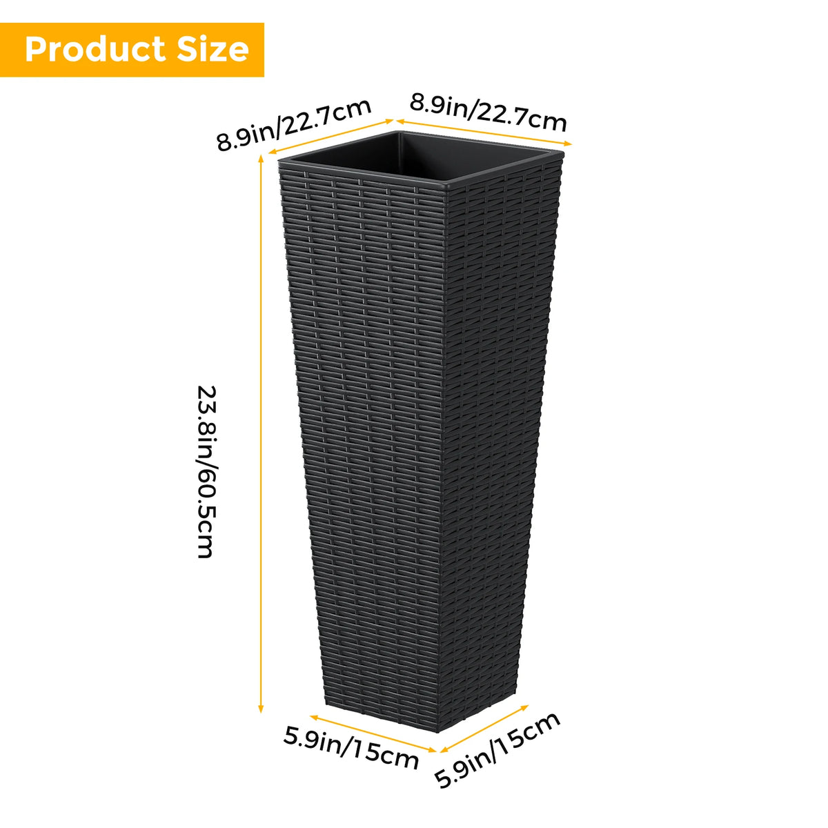 Tall Resin Plant Pots With Drainage Holes And Removable Inserts