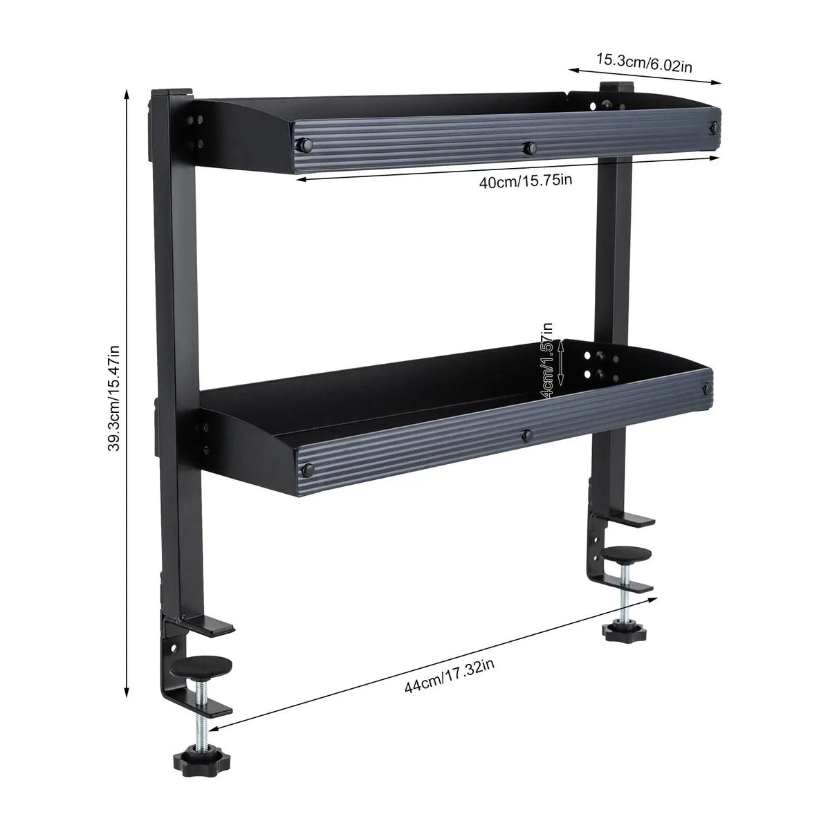Heavy Duty Clamp On Desk Shelf 2 Tier Adjustable Storage Rack For Office
