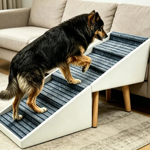 6 Step Wooden Dog Stairs Non Slip Pet Ramp For Safe Bed Access