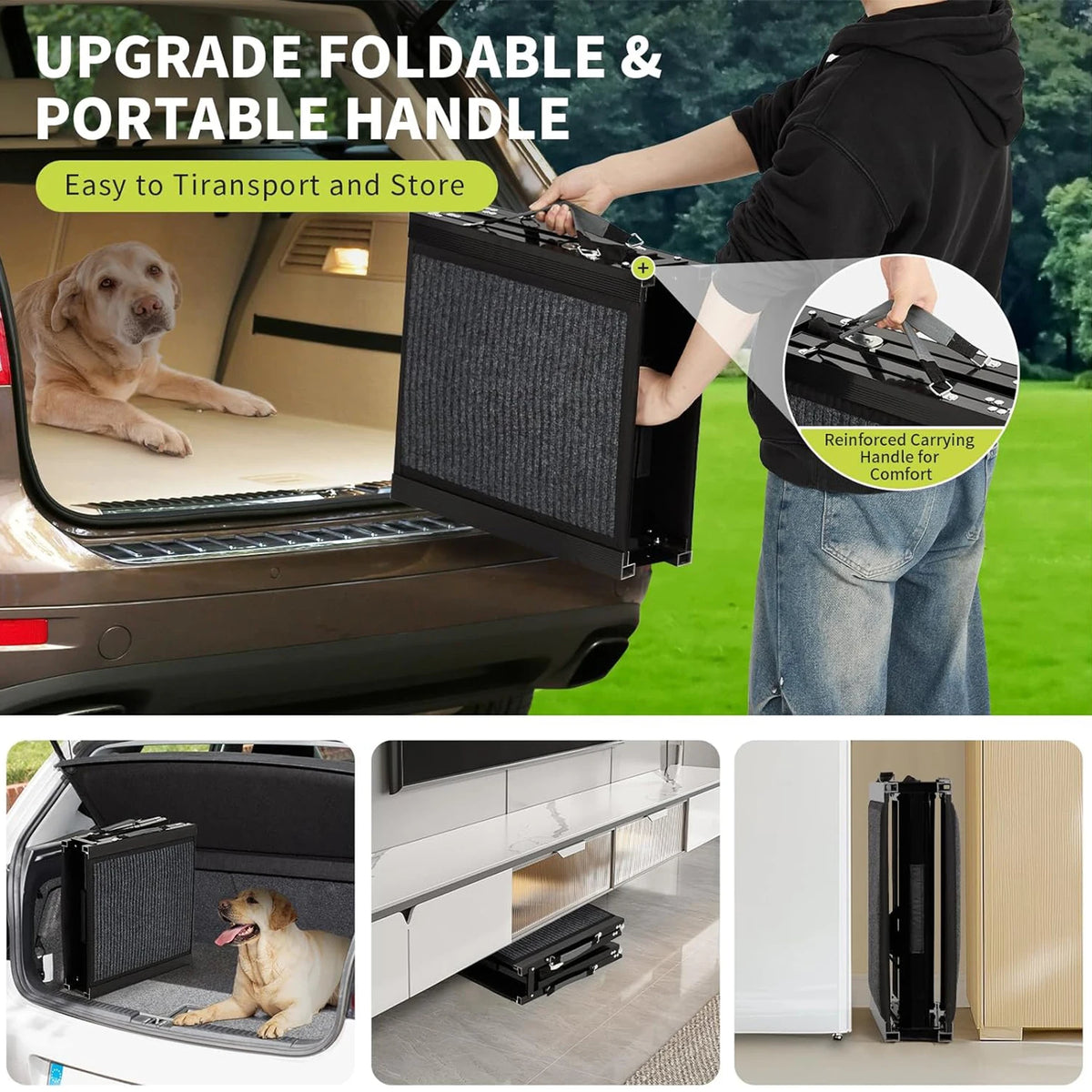 HiMISS Upgraded Foldable Dog Car Ramp For Large Pets 250lbs