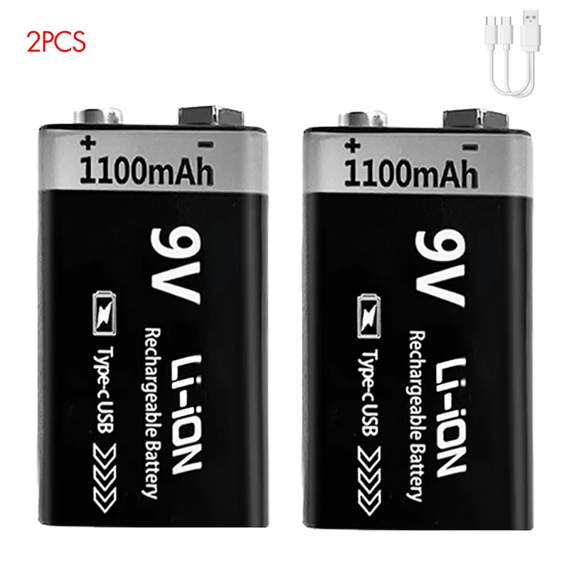 Kuugro 9V Rechargeable Battery 1100mAh Type C For RC Toys