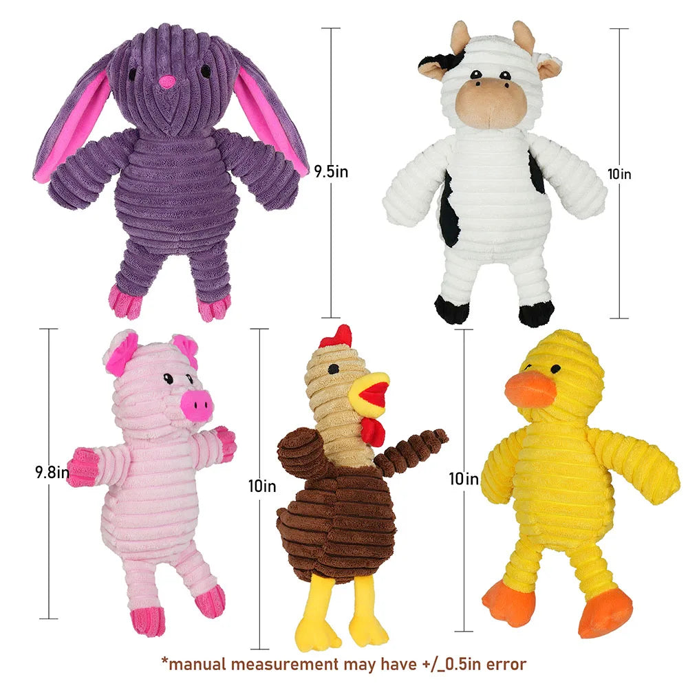 Ultimate 5 Pack Squeaky Plush Dog Toys For All Breeds