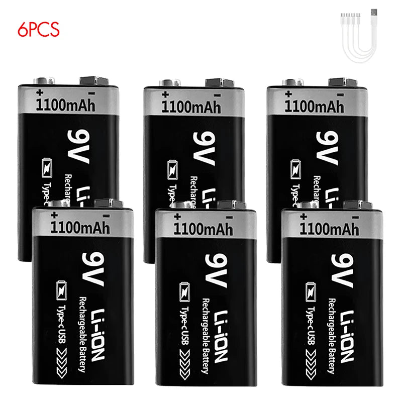 Kuugro 9V Rechargeable Battery 1100mAh Type C For RC Toys