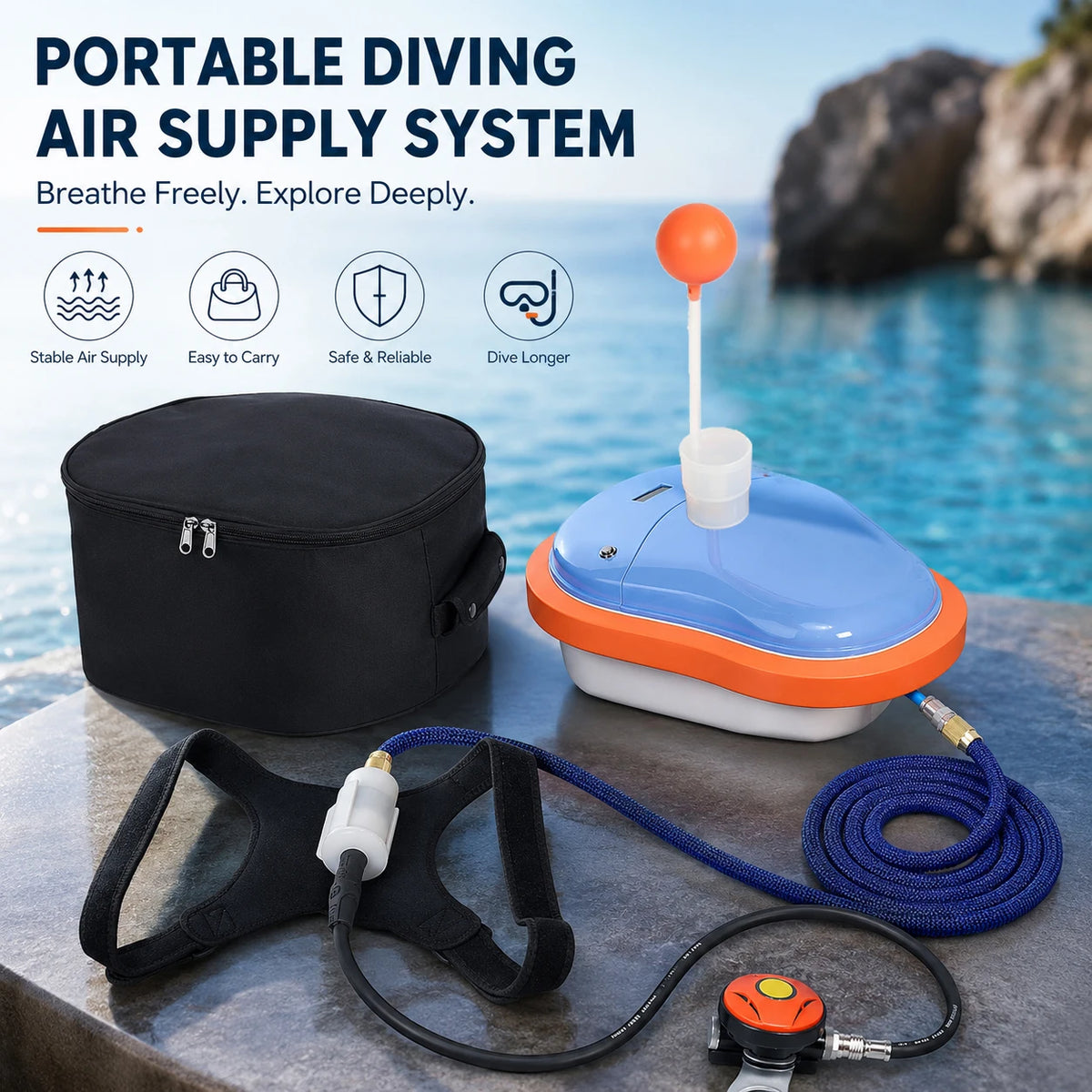 Lieyu Portable Tankless Scuba Diving Ventilator Rechargeable Snorkeling System