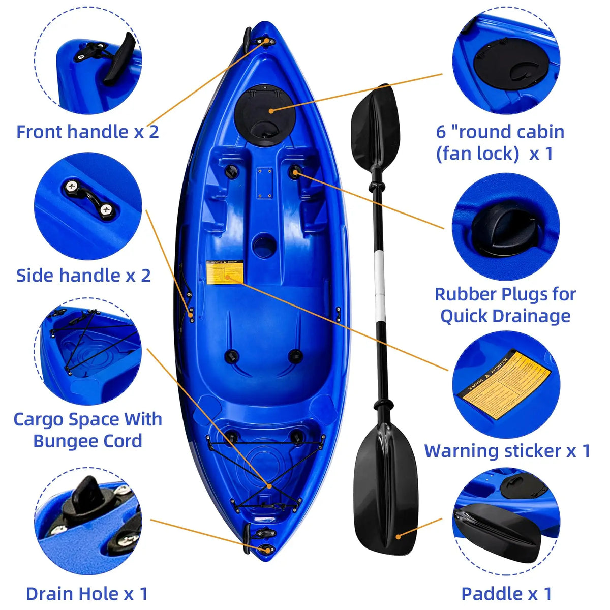 Sit On Top Recreational Fishing Kayak With Stable Hull Design