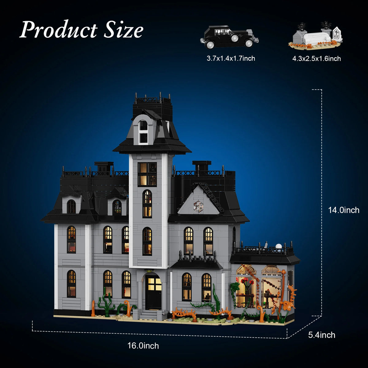 Nightfall Manor Gothic Building Blocks Architecture Desktop Ornament