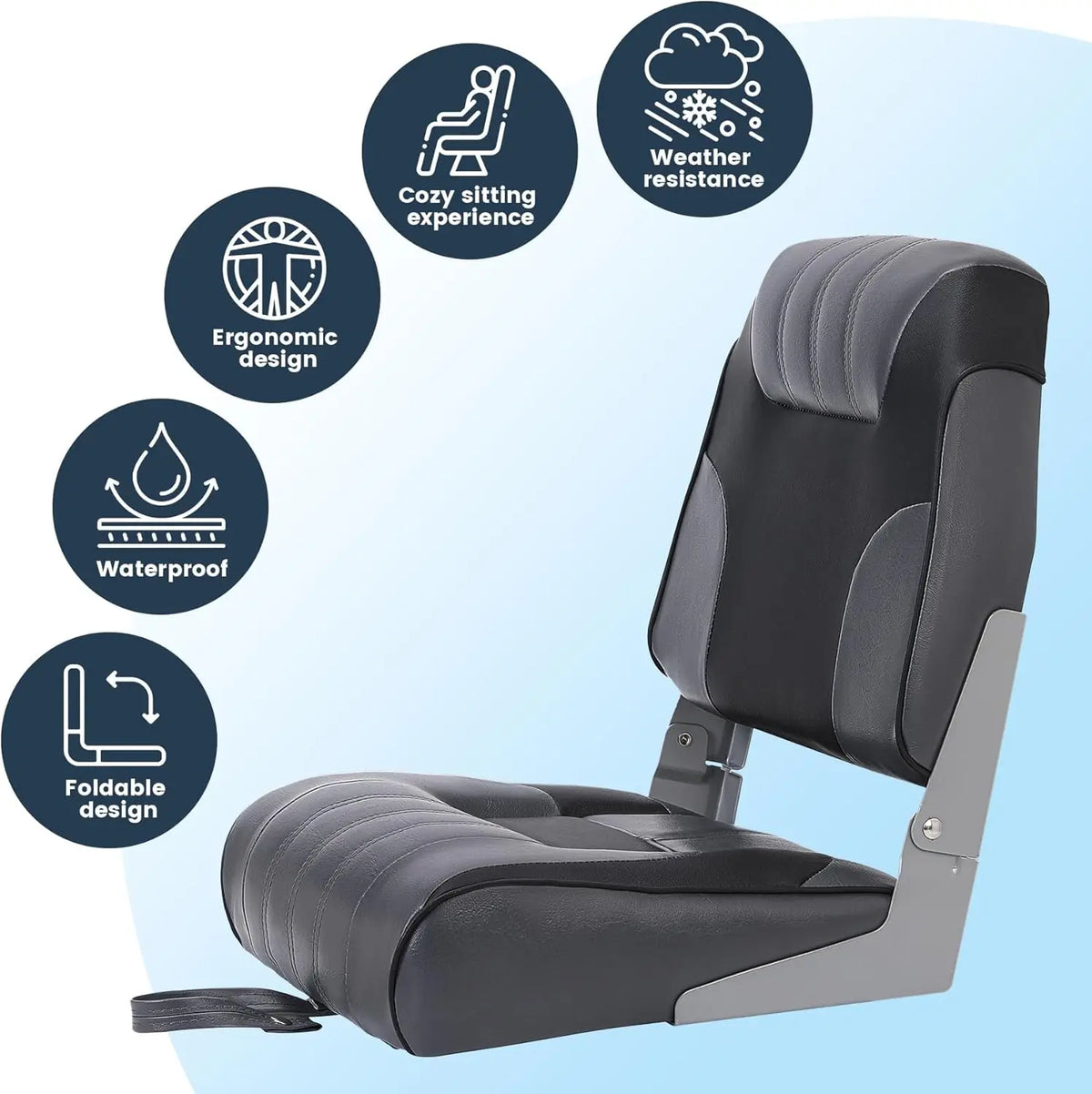 Twister CK High Back Folding Boat Seat With Thick Foam Cushion
