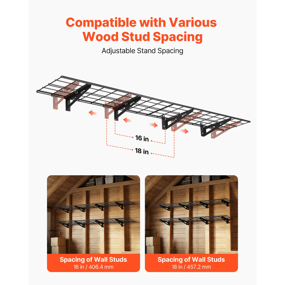 Succebuy Two Tier Wall Mounted Garage Steel Shelving Rack
