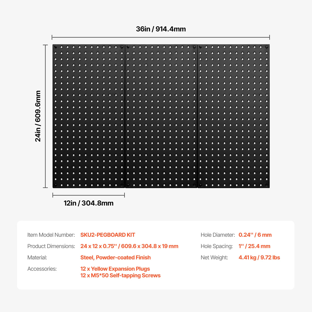 SucceBuy Steel Pegboard Wall Storage Panels For Garage Workshop