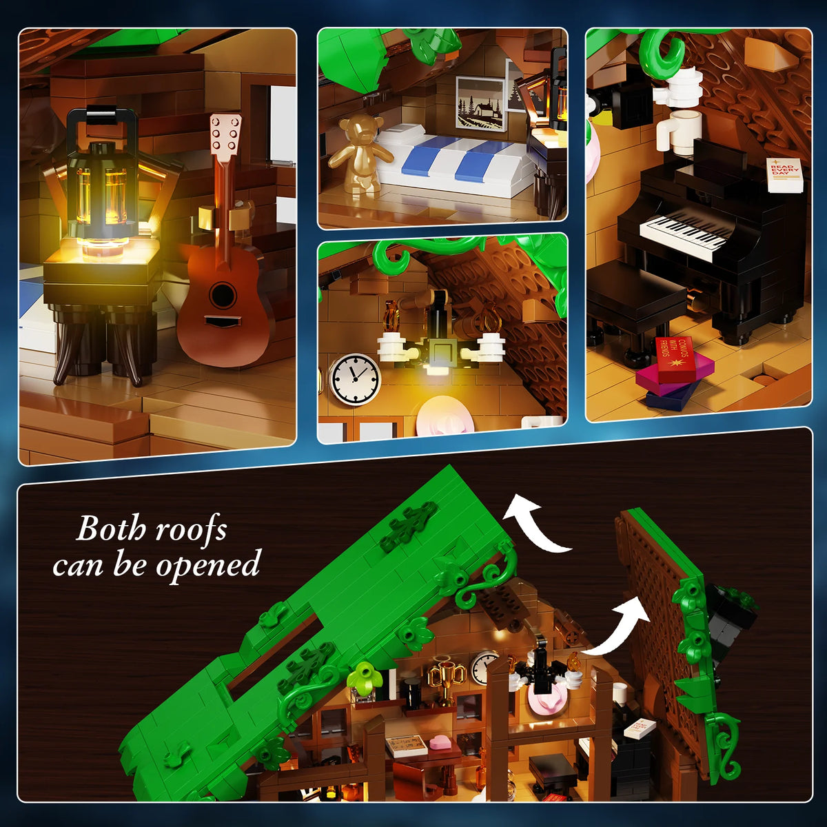Folk Cabin Forest House Building Blocks Desktop Home Decor Ornament